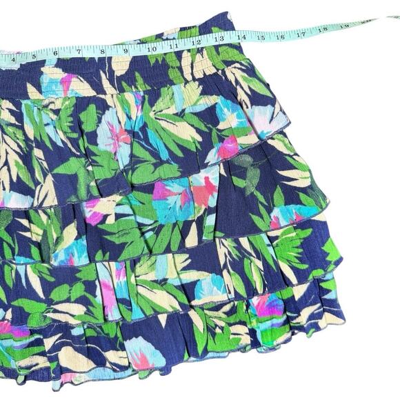 Aéropostale Floral Tiered Ruffle Skirt Flowy Tropical Beachy Mini Women’s Size M - Picture 5 of 6